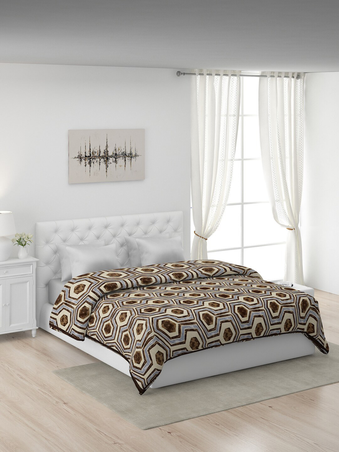 

Monte Carlo Brown & Beige Geometric AC Room 380 GSM Double Bed Blanket