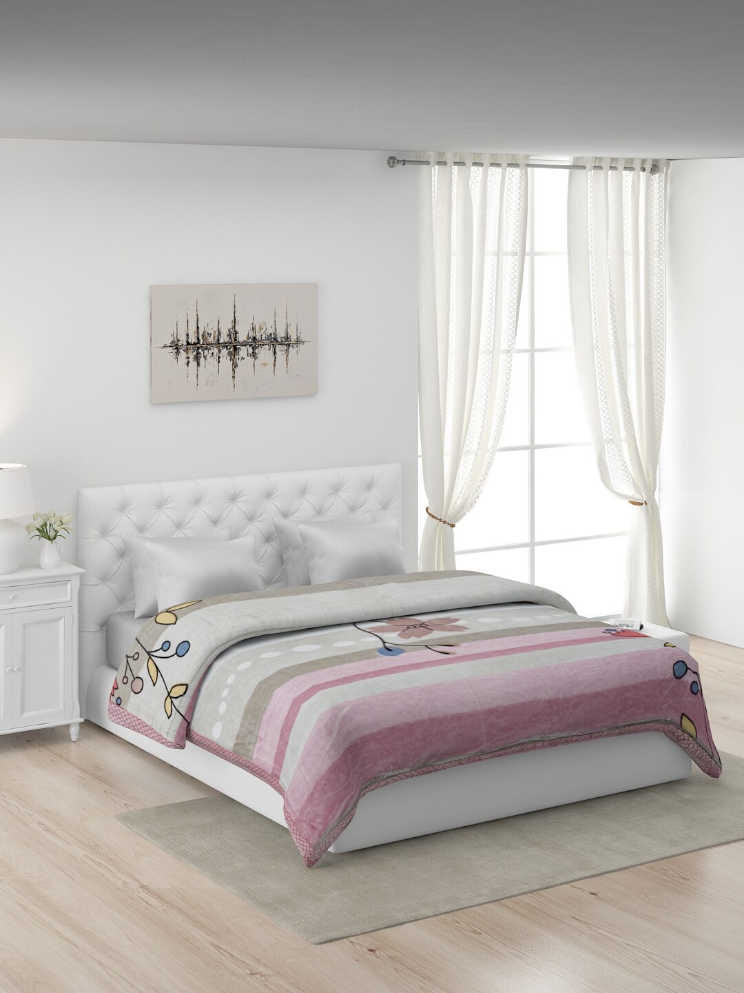 

Monte Carlo Pink & Blue Floral Mild Winter Double Bed Blanket