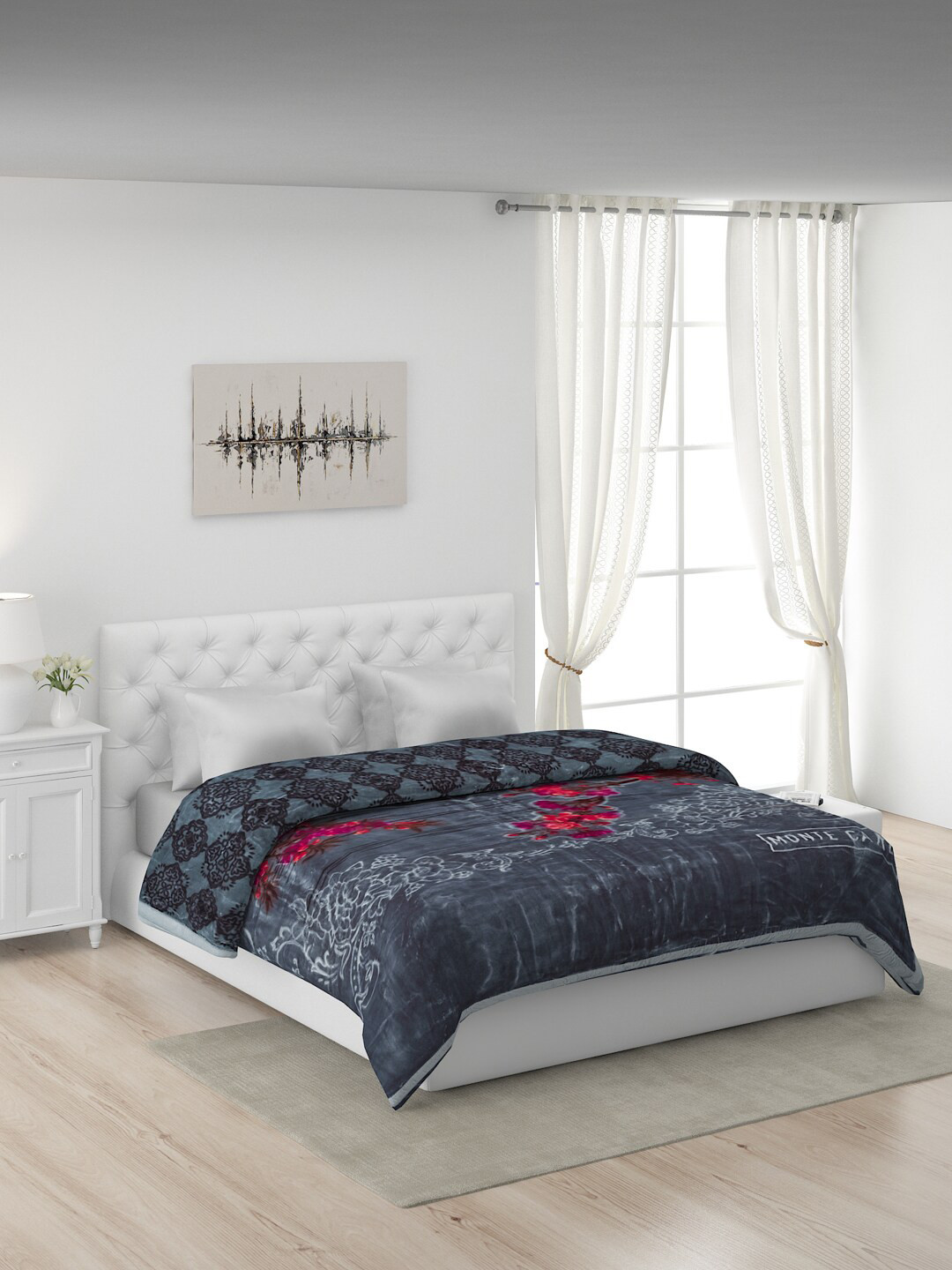 

Monte Carlo Grey & Black Floral Heavy Winter Double Bed Blanket