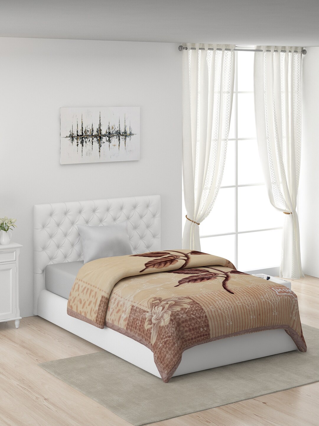 

Monte Carlo Beige & Brown Floral Heavy Winter Single Bed Blanket