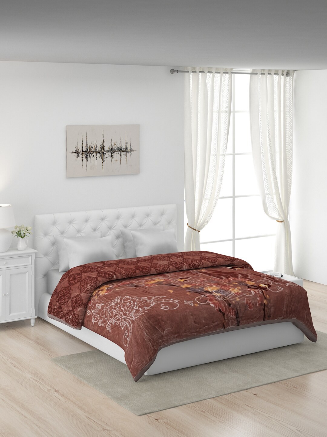 

Monte Carlo Brown & Orange Ethnic Motifs Heavy Winter Double Bed Blanket