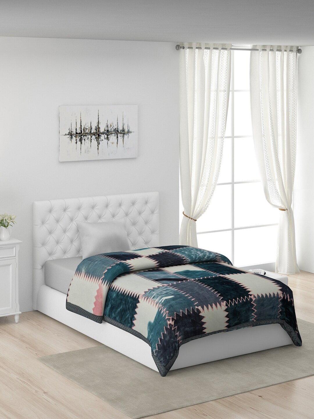 

Monte Carlo Blue & Pink Geometric Mild Winter Single Bed Blanket