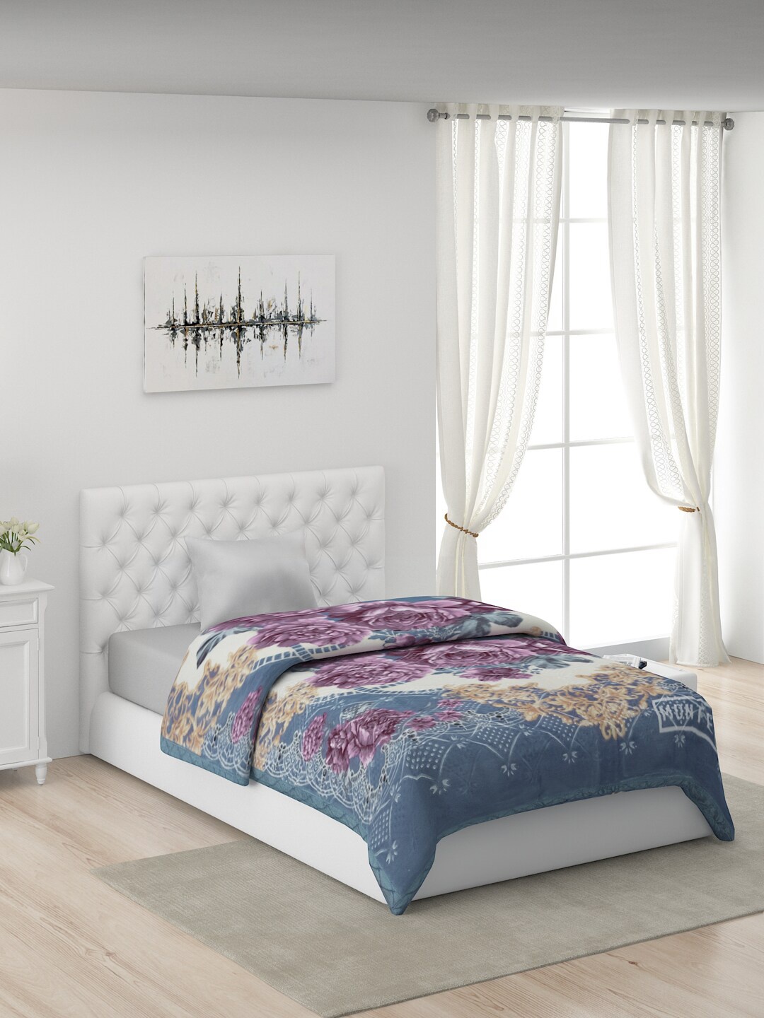 

Monte Carlo Blue & Purple Floral Heavy Winter Single Bed Blanket