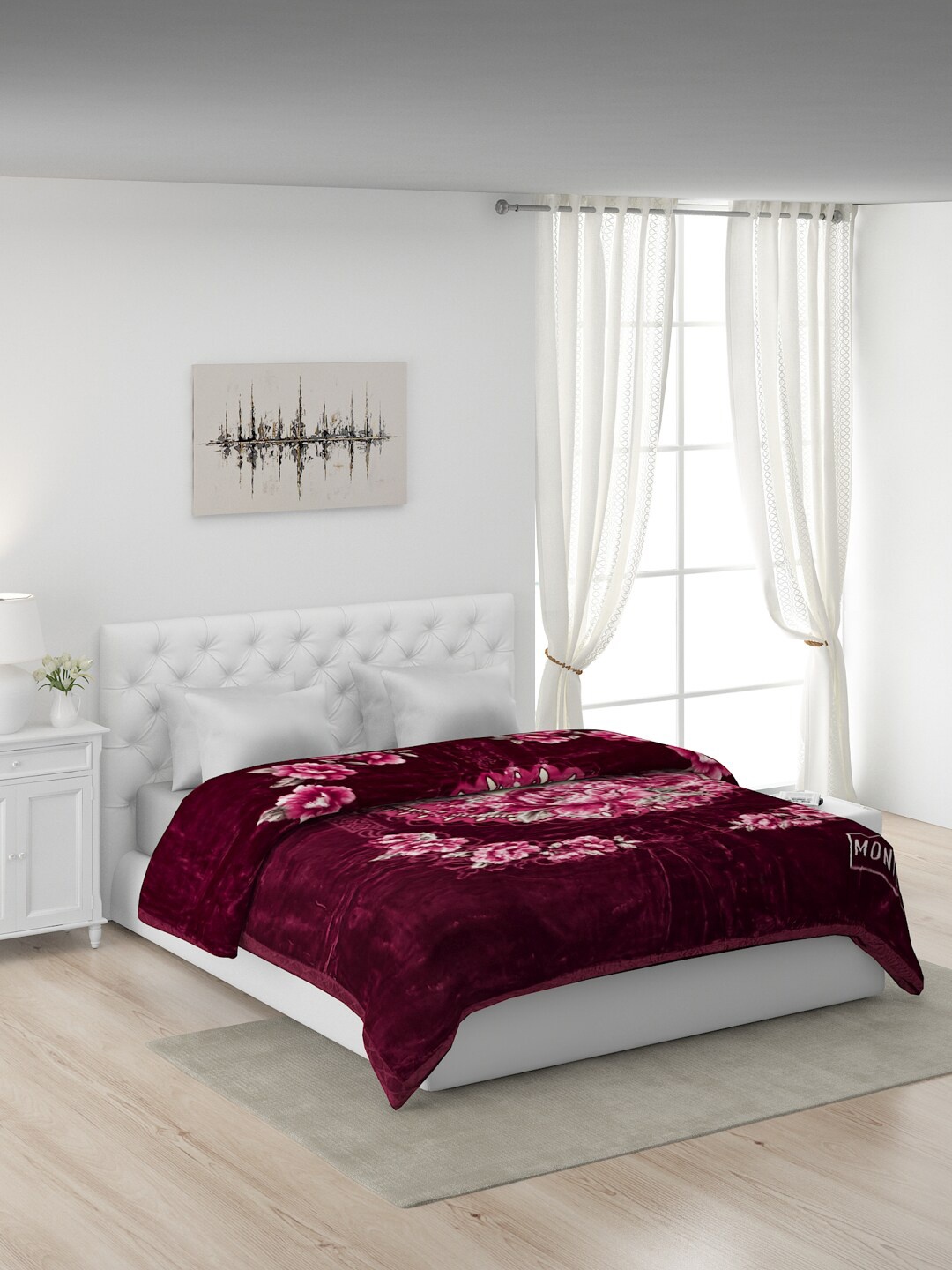 

Monte Carlo Burgundy & Pink Floral Heavy Winter Double Bed Blanket