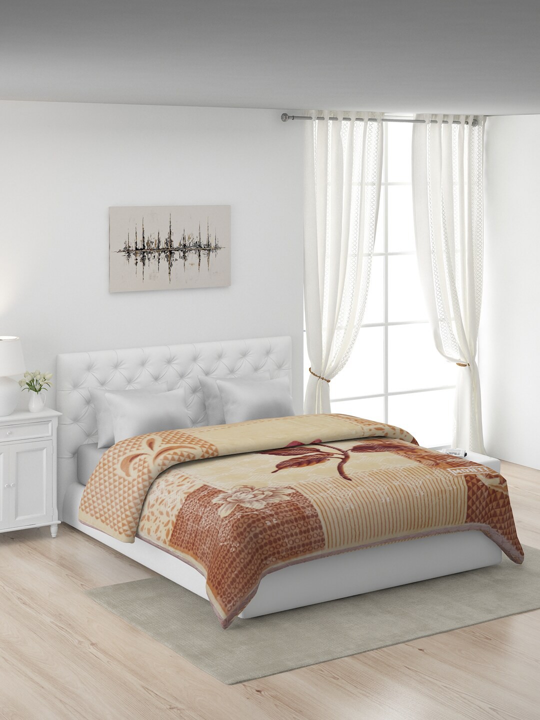 

Monte Carlo Brown & White Floral Heavy Winter Double Bed Blanket