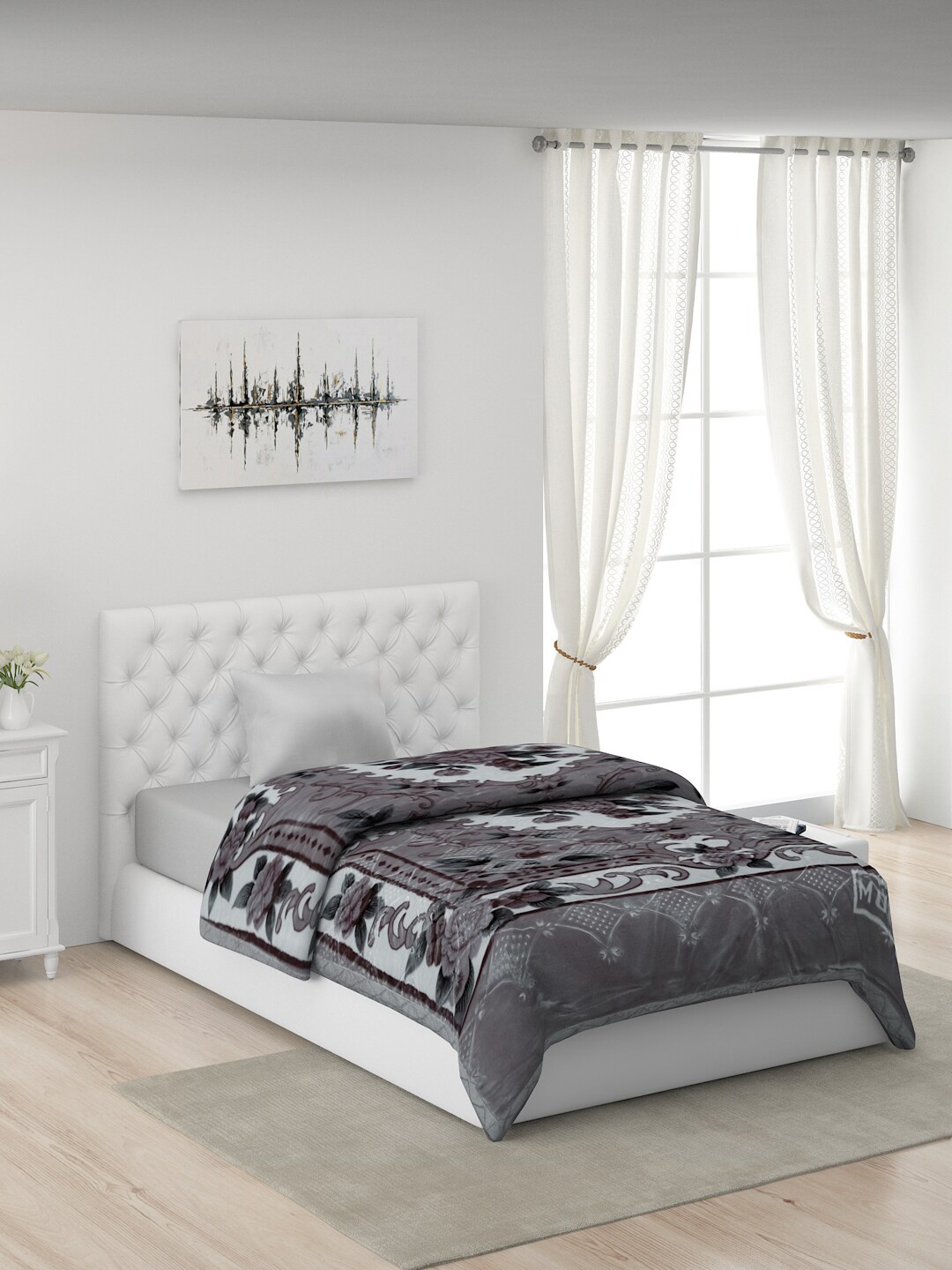 

Monte Carlo Grey & White Floral Heavy Winter Single Bed Blanket