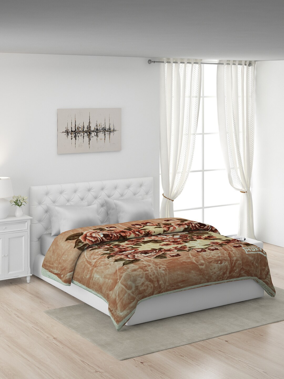 

Monte Carlo Beige & Orange Floral Heavy Winter Double Bed Blanket