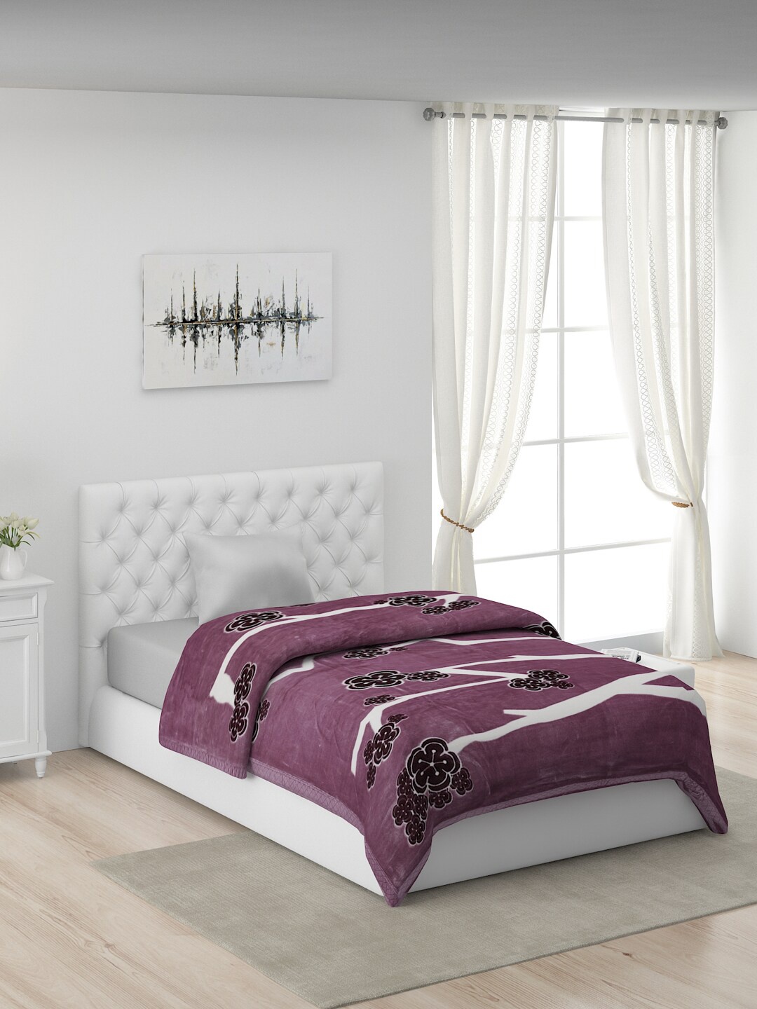 

Monte Carlo Mauve & White Floral Mild Winter Single Bed Blanket