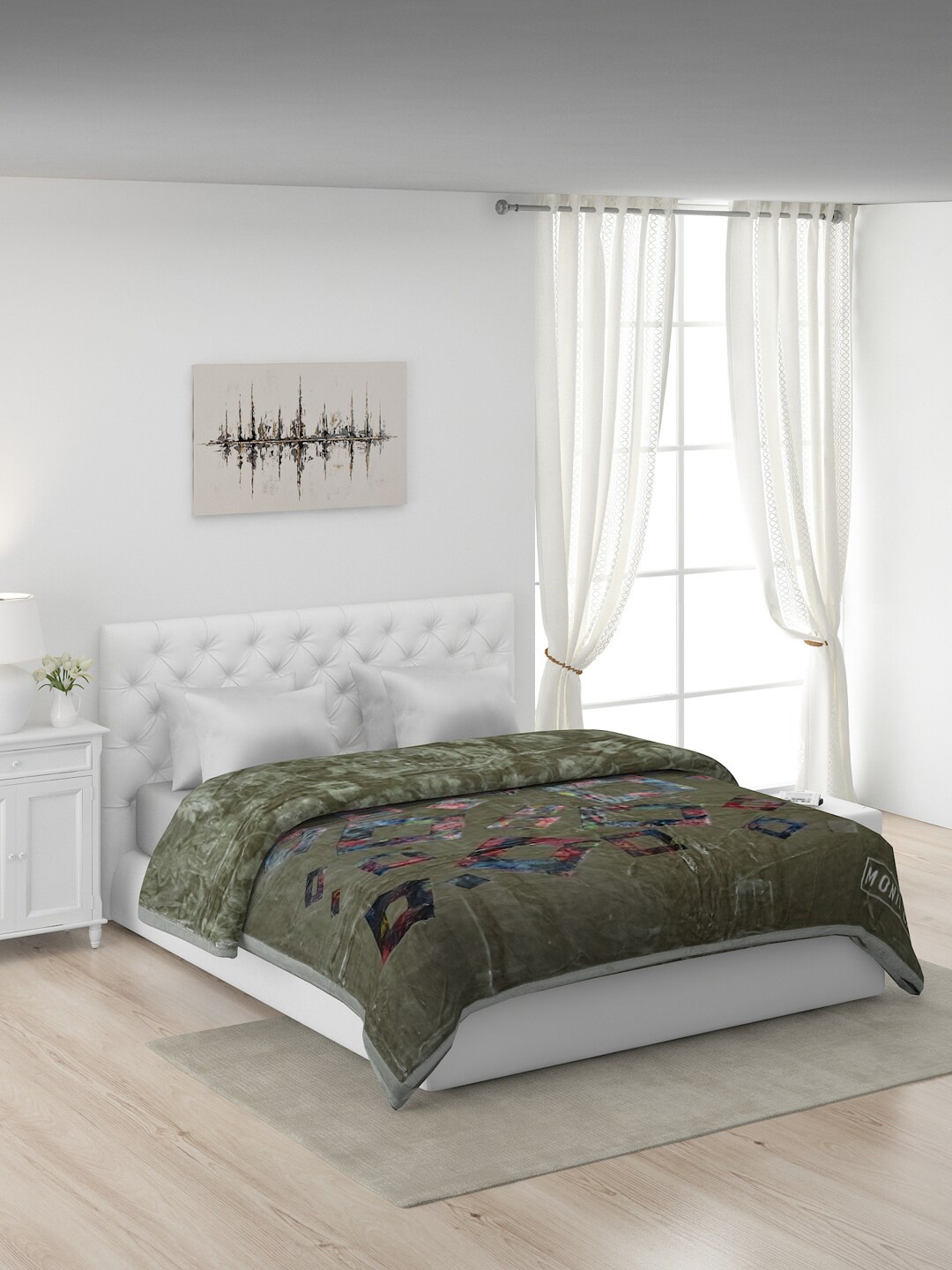 

Monte Carlo Green & Blue Geometric Heavy Winter Double Bed Blanket