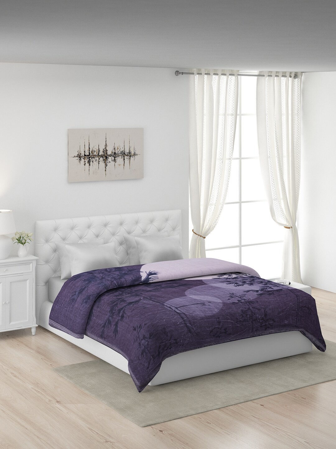 

Monte Carlo Purple & Black Floral Mild Winter 600 GSM Double Bed Blanket