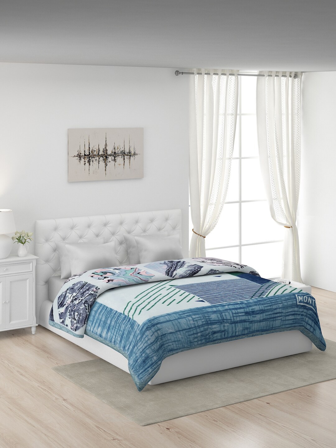 

Monte Carlo Blue & Green Heavy Winter 600 GSM Double Bed Blanket