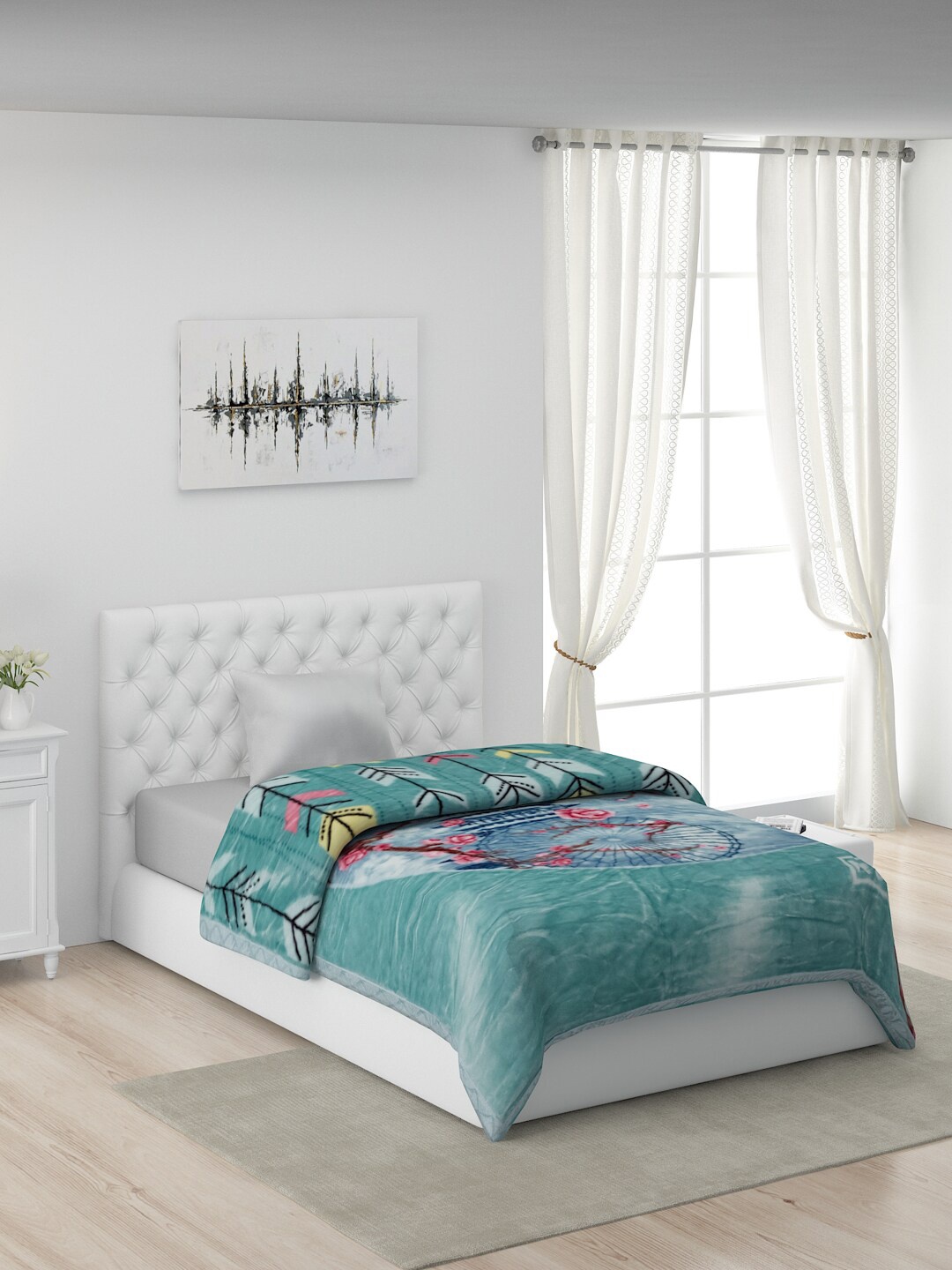 

Monte Carlo Blue & Green AC Room 600 GSM Single Bed Blanket