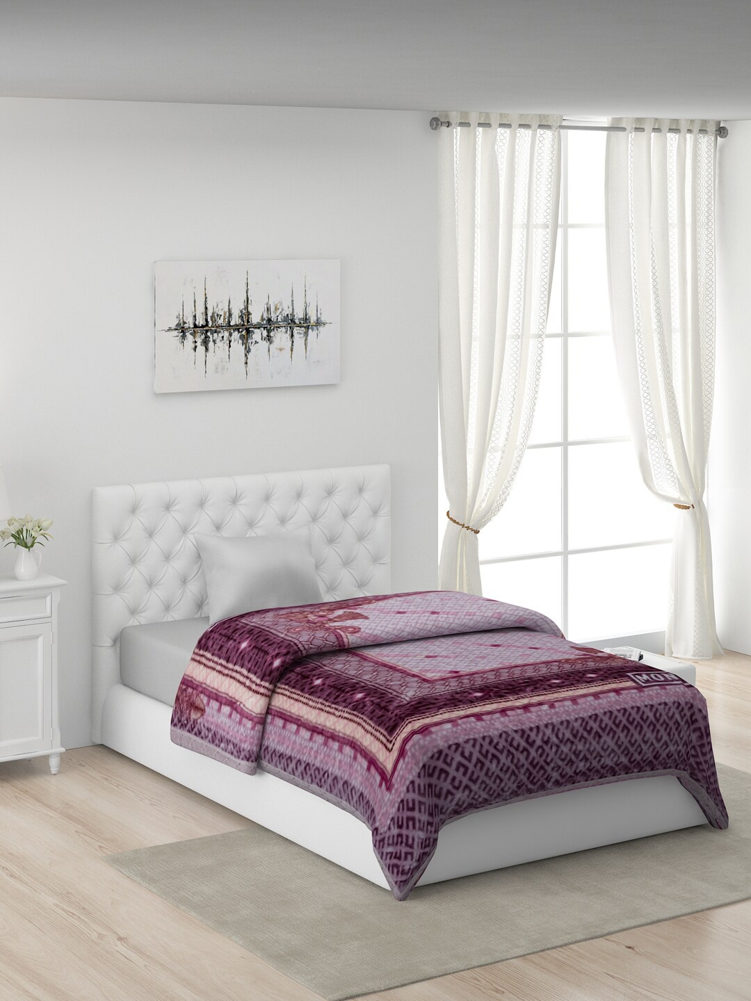 

Monte Carlo Purple & Mauve Floral AC Room 550 GSM Single Bed Blanket