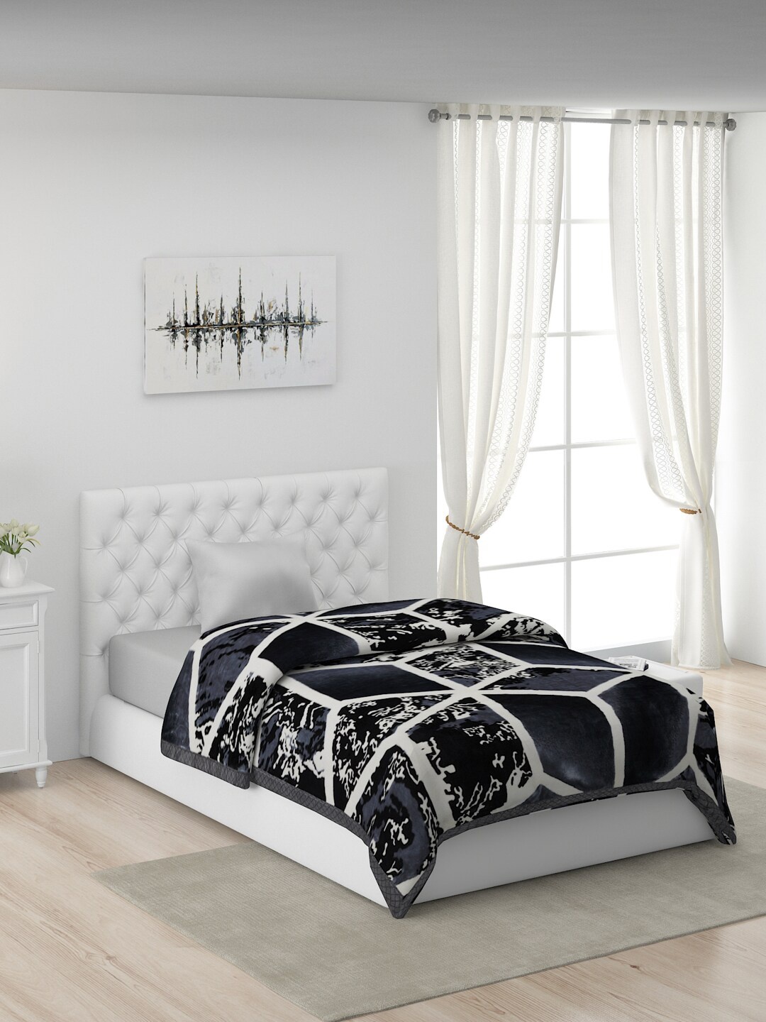 

Monte Carlo Grey & Off White Geometric Mild Winter Single Bed Blanket