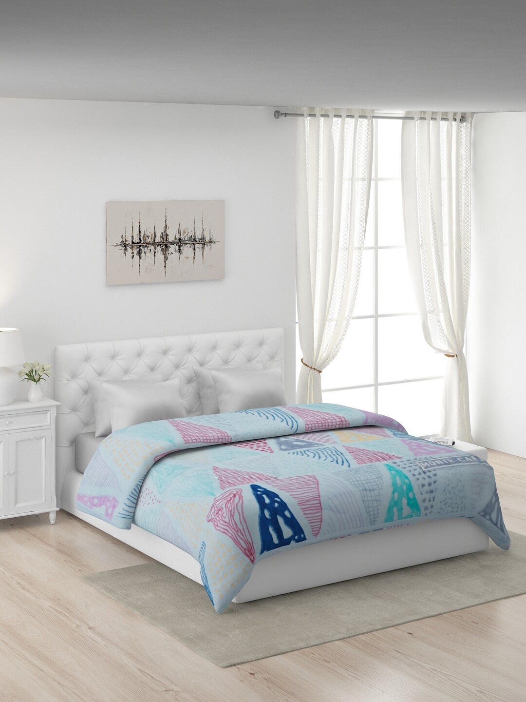 

Monte Carlo Blue & Pink Geometric Heavy Winter Double Bed Blanket