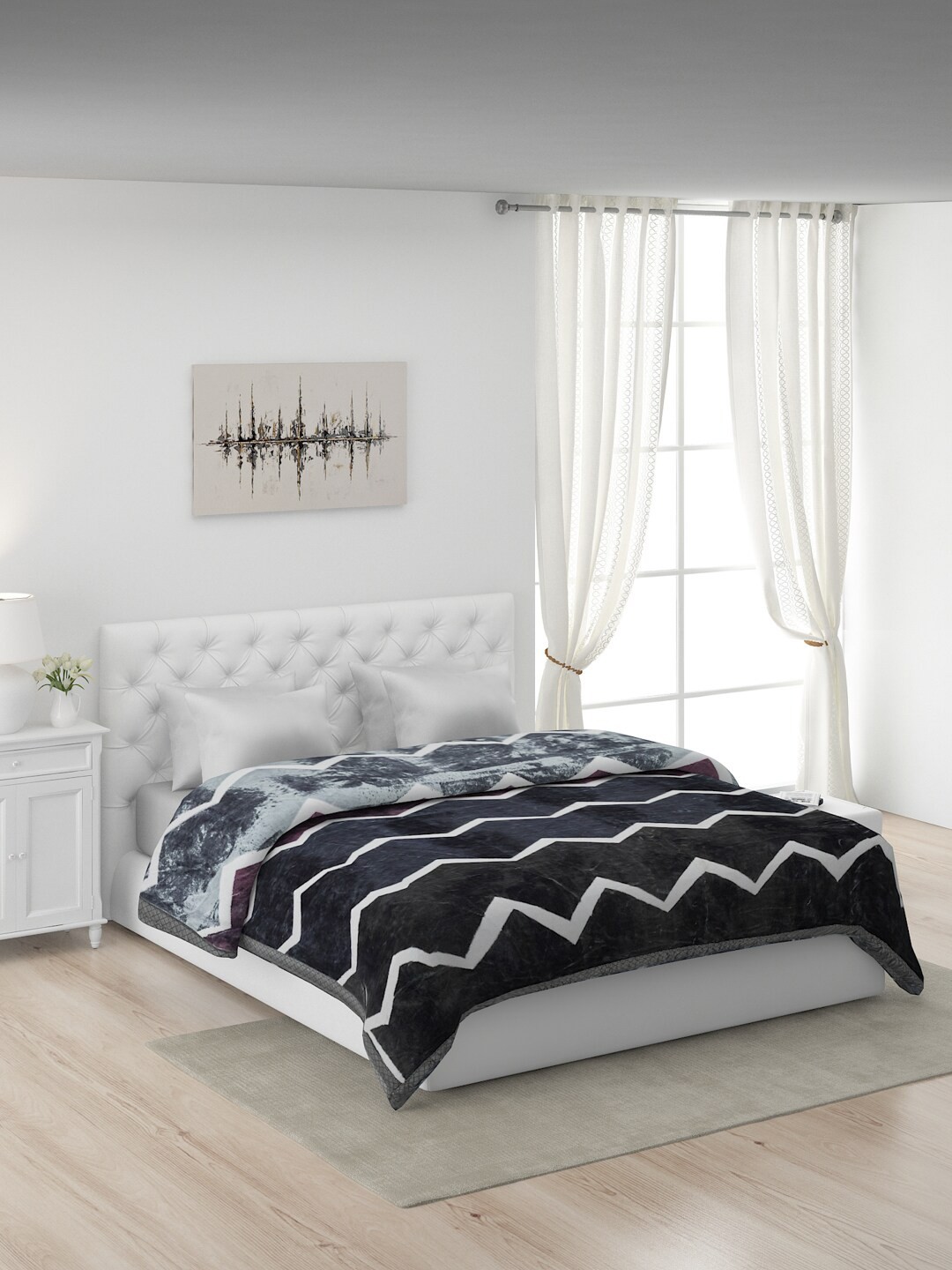 

Monte Carlo Charcoal & Purple Striped Mild Winter Double Bed Blanket