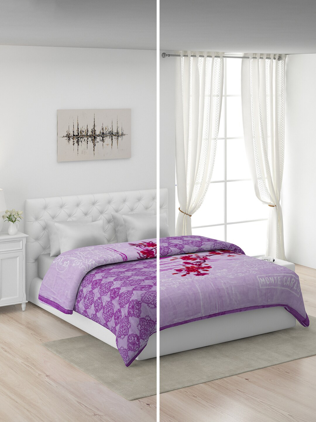 

Monte Carlo Purple & Pink Floral Heavy Winter Double Bed Blanket