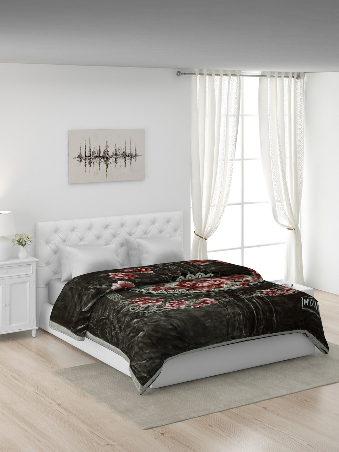 

Monte Carlo Green & Mauve Floral Heavy Winter Double Bed Blanket