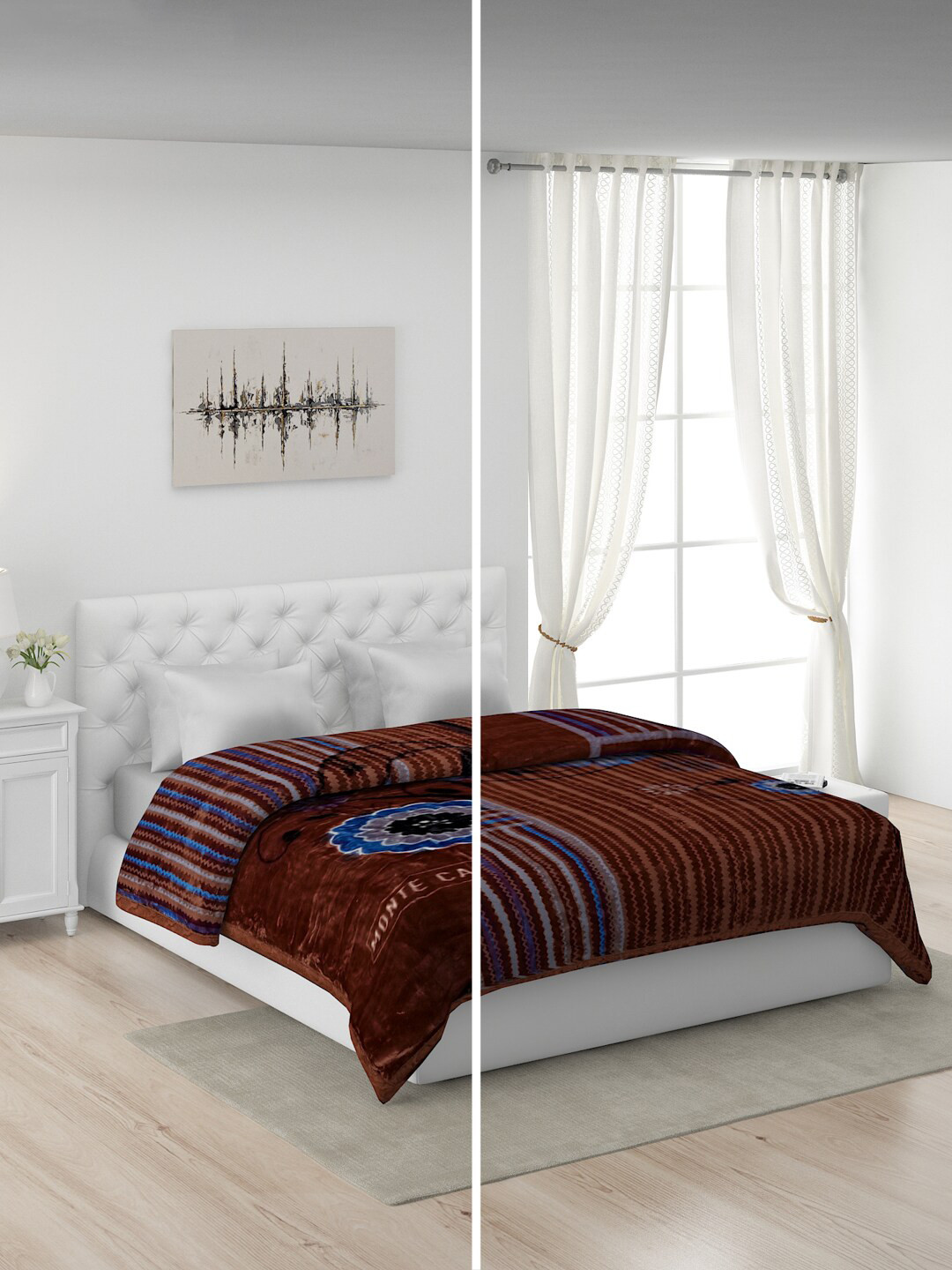 

Monte Carlo Brown & Blue Floral Heavy Winter Double Bed Blanket