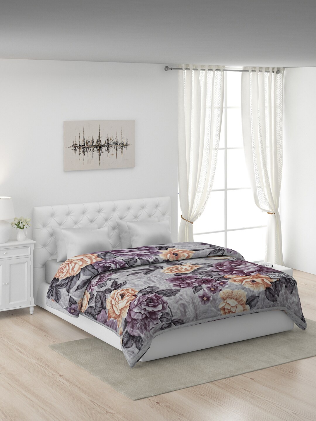 

Monte Carlo Grey & Coffee Brown Floral Heavy Winter Double Bed Blanket