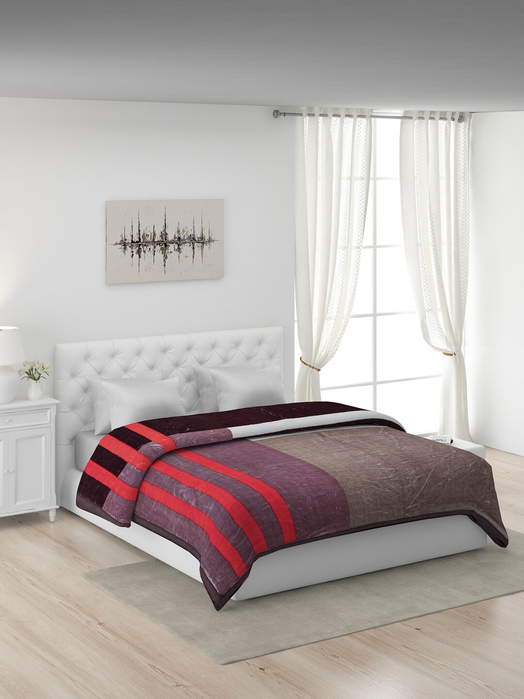 

Monte Carlo Brown & White Striped Mild Winter Double Bed Blanket