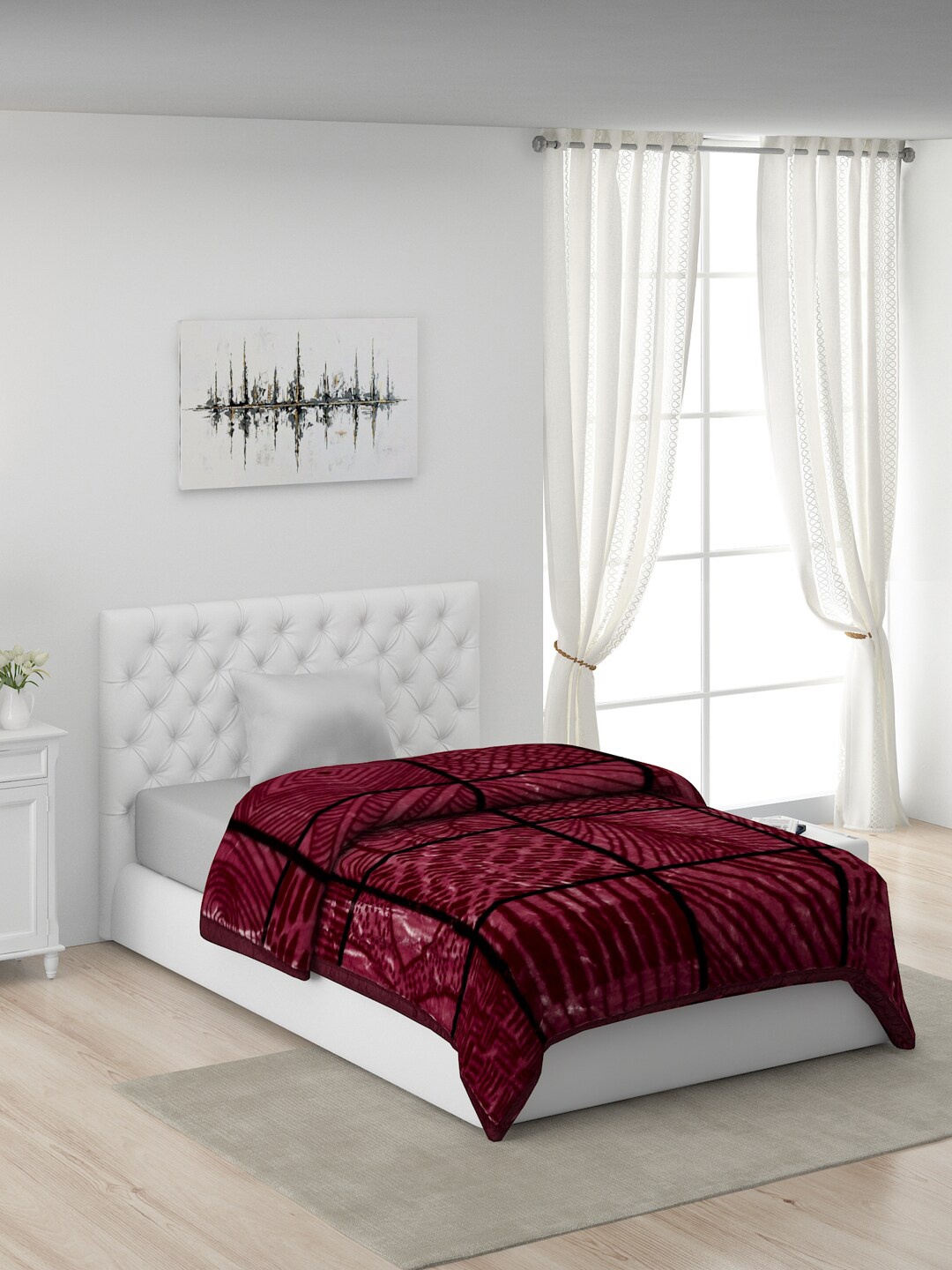 

Monte Carlo Magenta & Black AC Room 900 GSM Single Bed Blanket