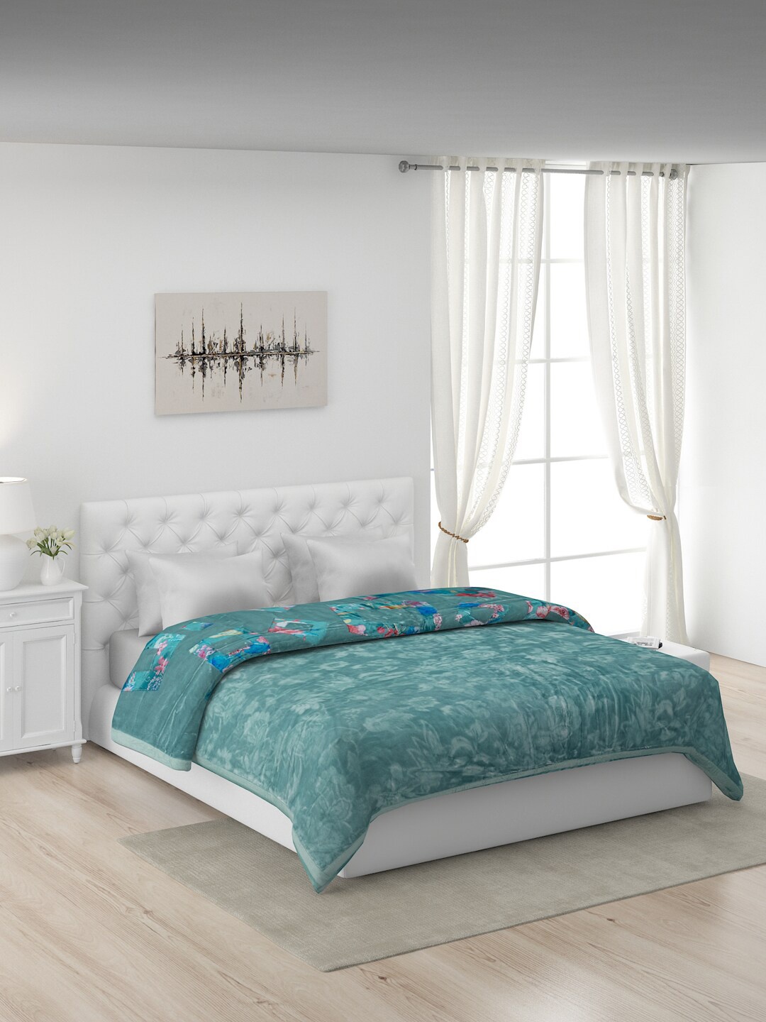 

Monte Carlo Green & Pink Geometric Heavy Winter Double Bed Blanket