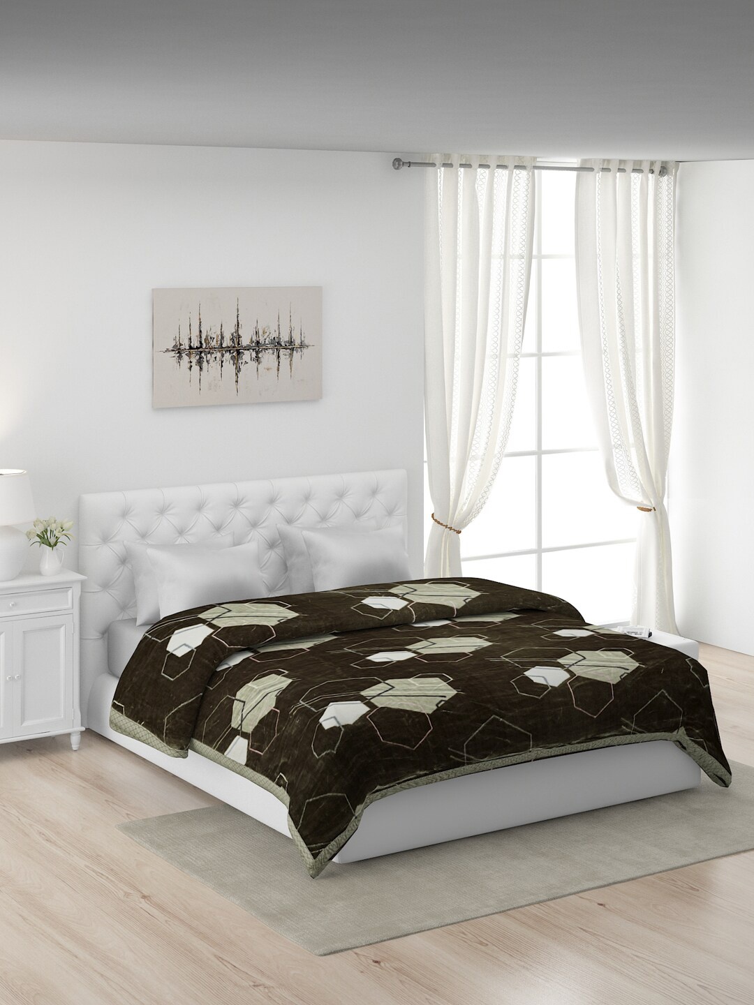 

Monte Carlo Olive Green & Grey Geometric Mild Winter Double Bed Blanket