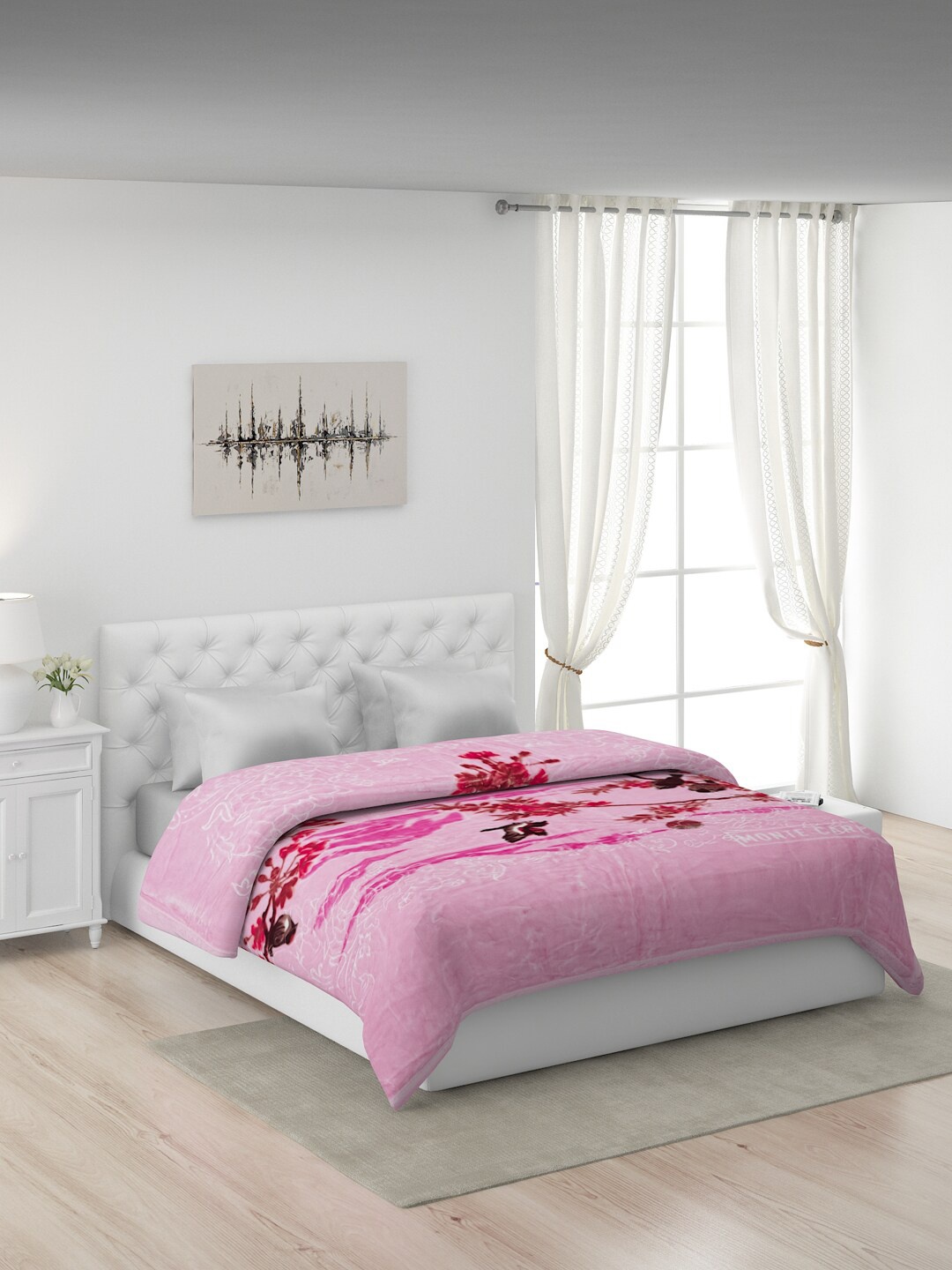 

Monte Carlo Pink & Maroon Floral Heavy Winter Double Bed Blanket
