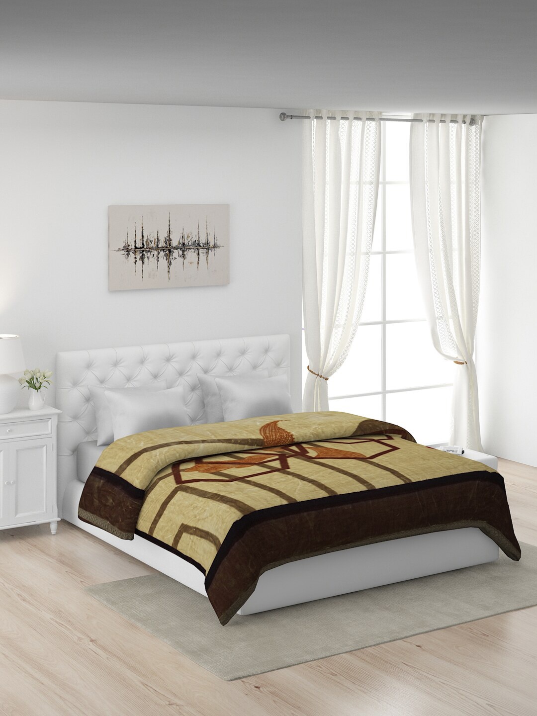 

Monte Carlo Green & Brown Geometric Heavy Winter Double Bed Blanket