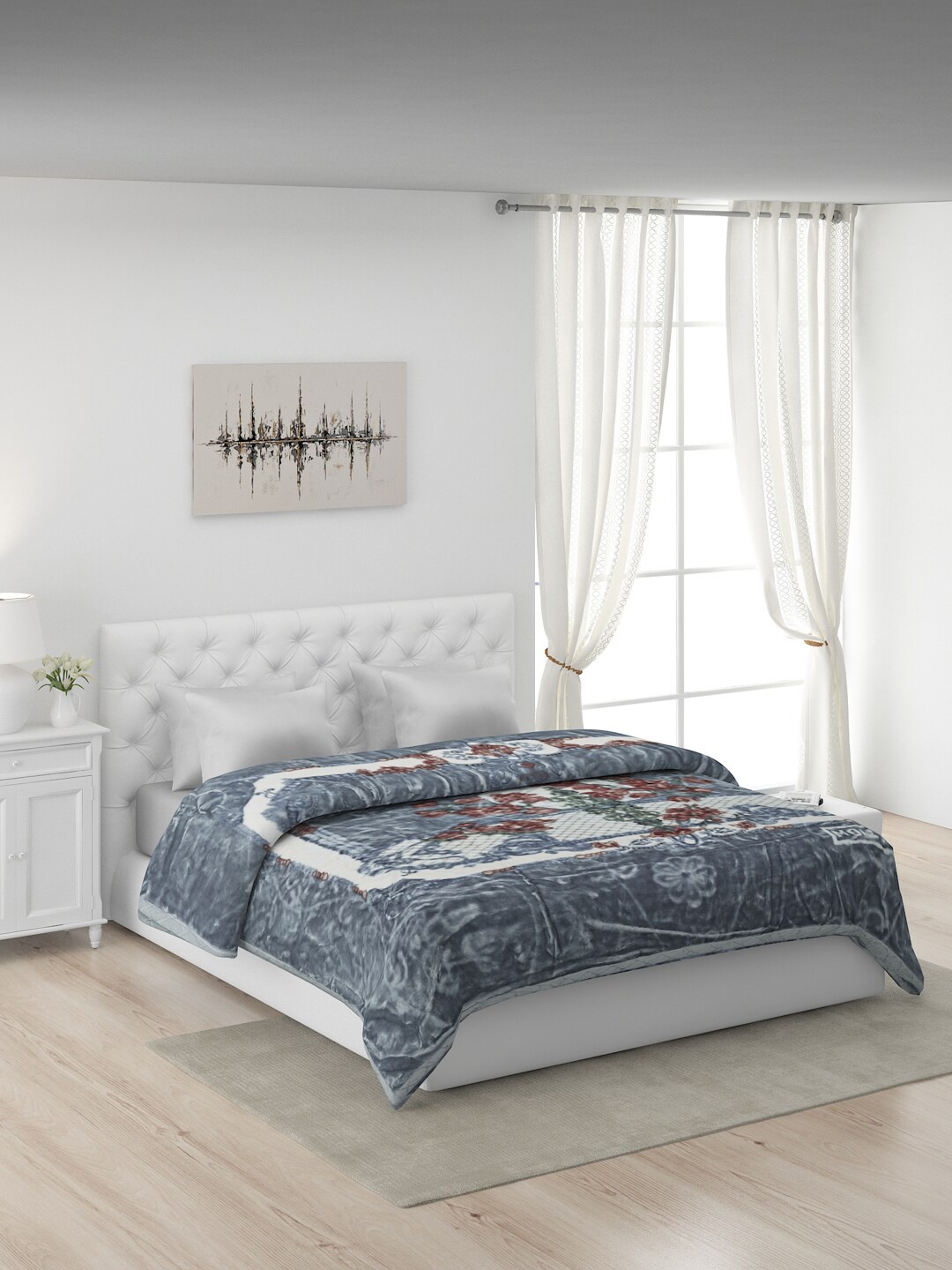 

Monte Carlo Blue & Brown Floral Heavy Winter Double Bed Blanket