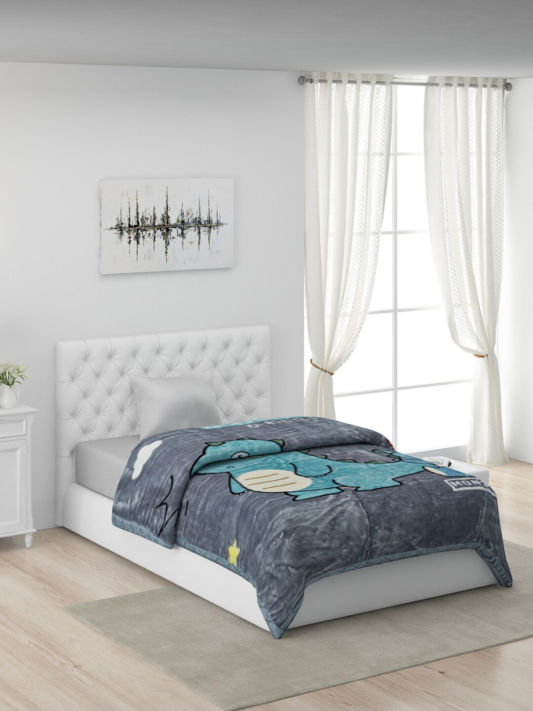 

Monte Carlo Grey & Blue AC Room 600 GSM Single Bed Blanket