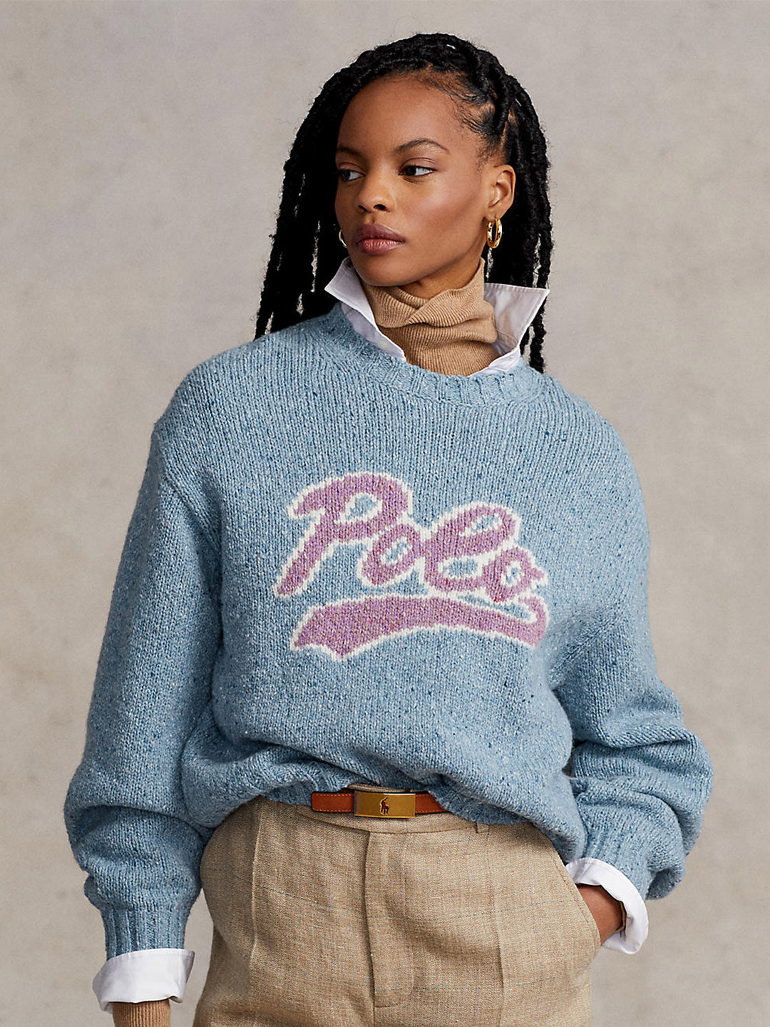 

Polo Ralph Lauren Women Blue & Off White Typography Printed Pullover