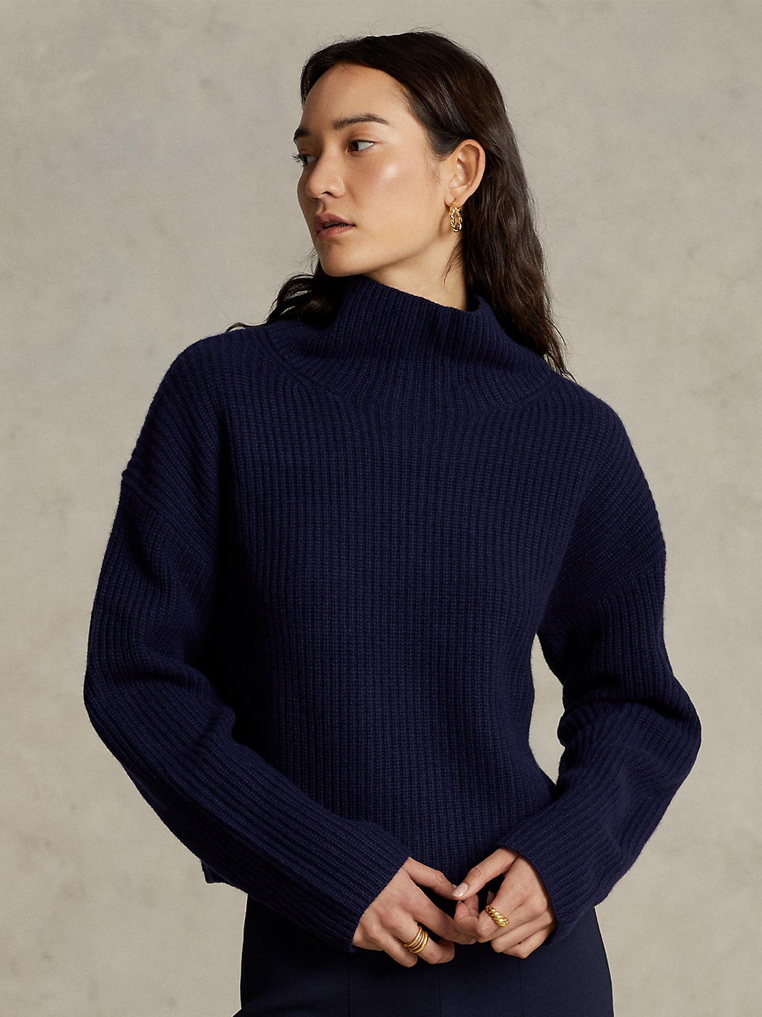 

Polo Ralph Lauren Women Navy Blue Ribbed Pullover