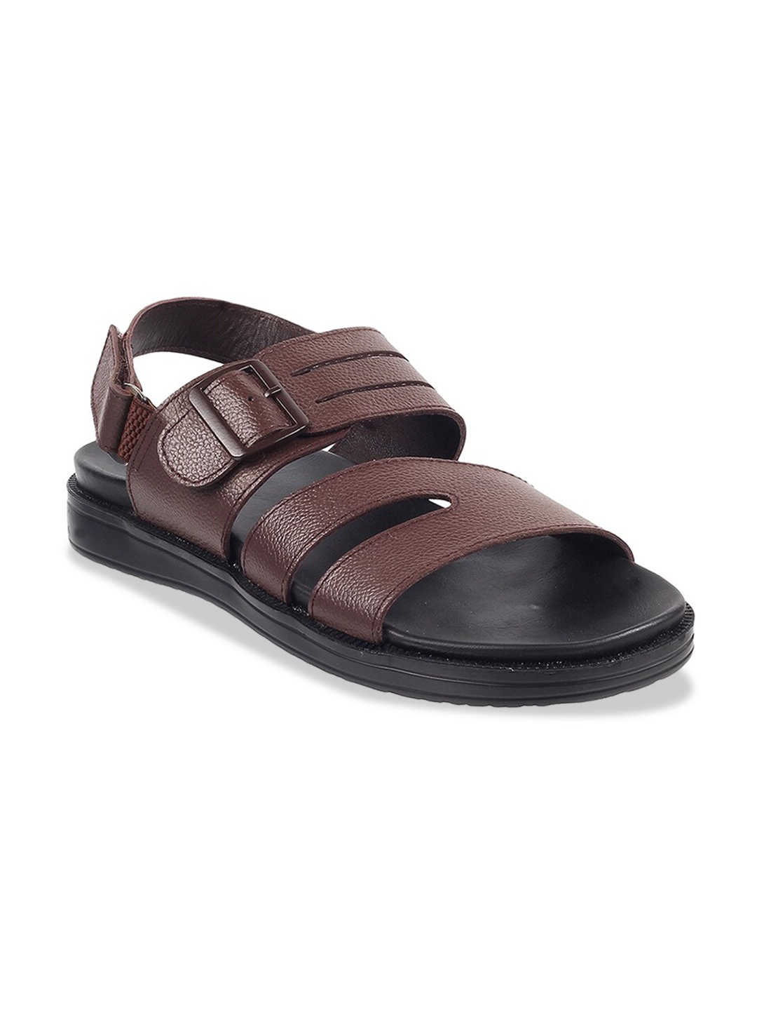 

Metro Men Brown & Black Leather Comfort Sandals