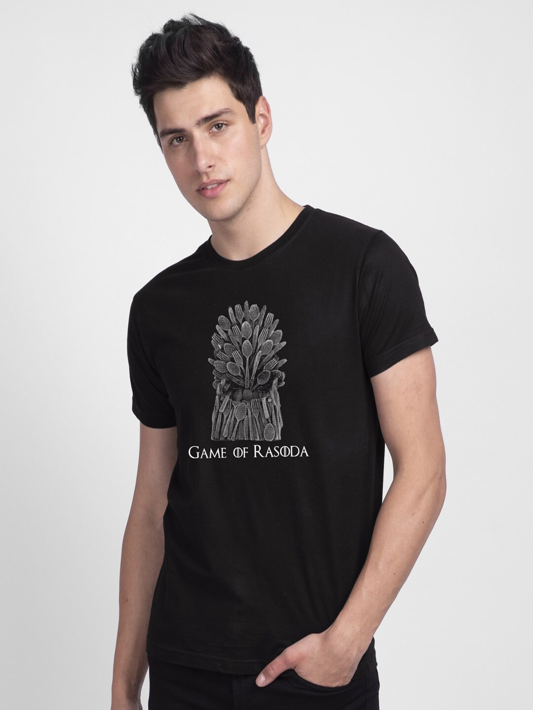 

Bewakoof Men Black Printed Cotton T-shirt