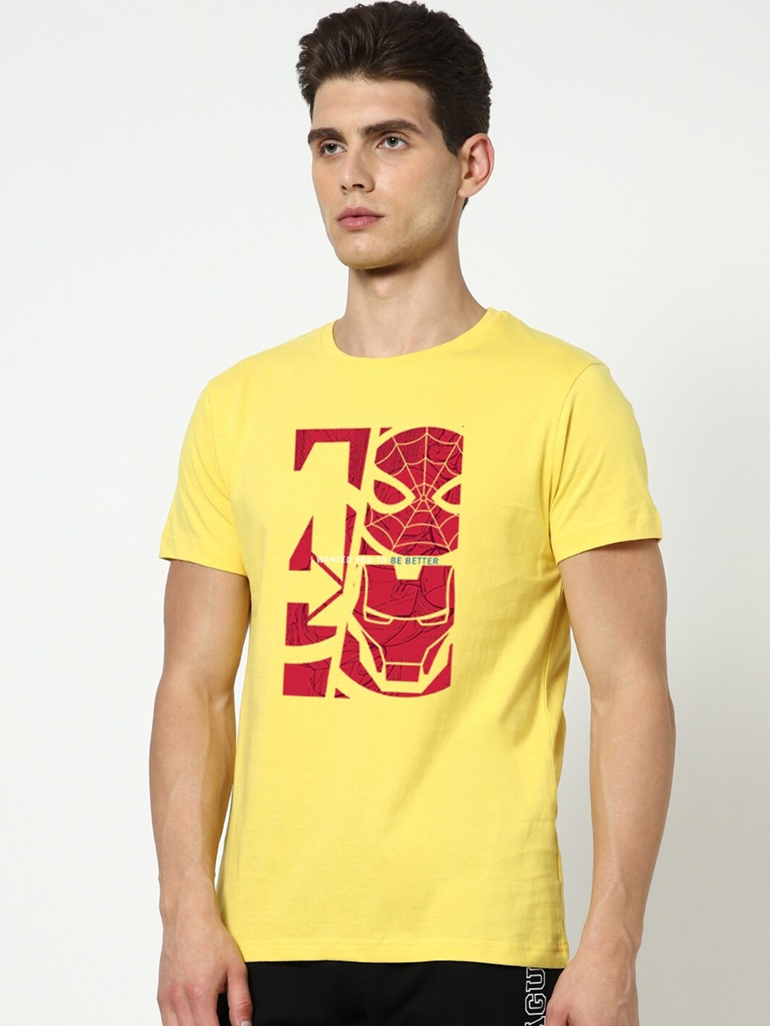 

Bewakoof Men Yellow & Red Better Hero Printed T-shirt