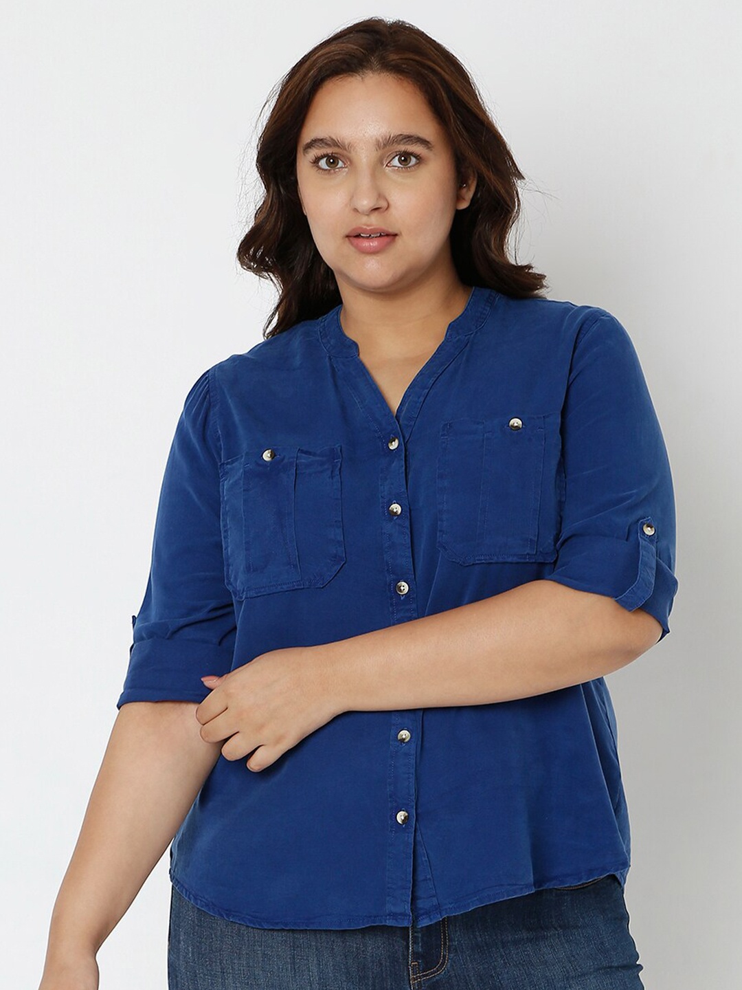 

VERO MODA CURVE Women Blue Casual Shirt