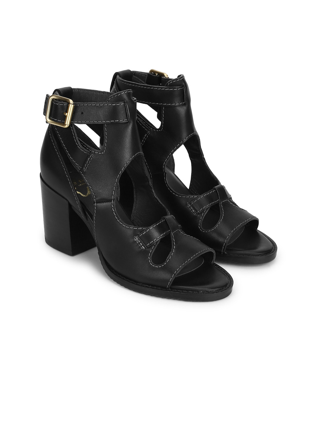 

Ted Baker Black Leather Party Block Heels