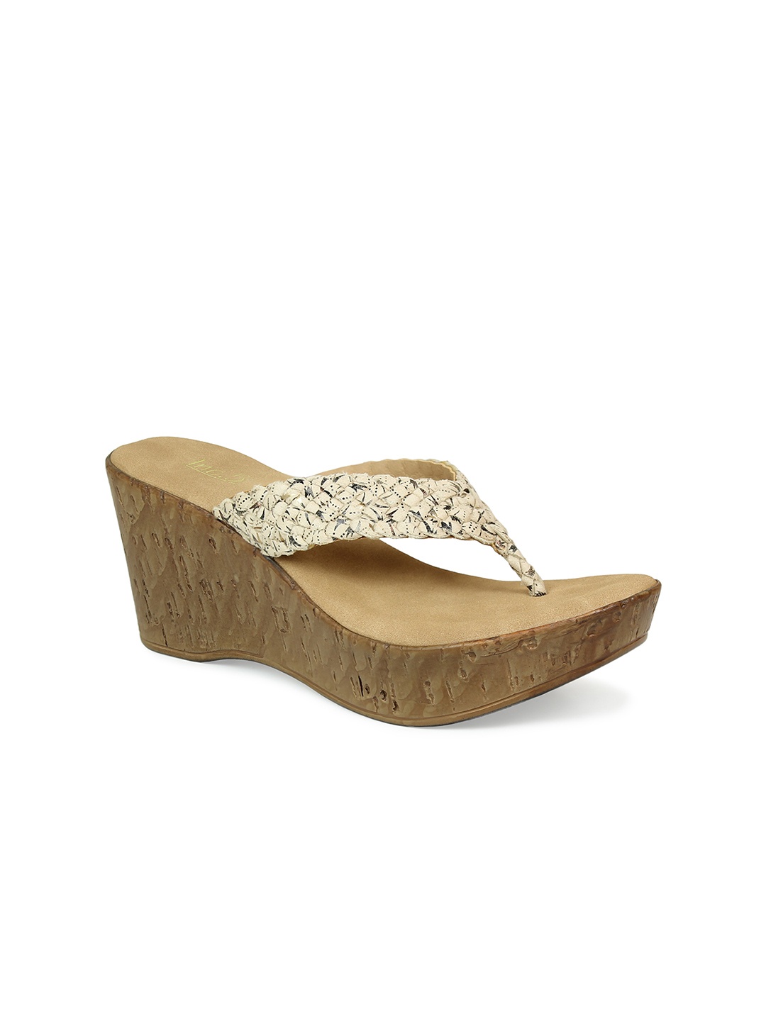 

Inc 5 Women Beige & Brown Printed Wedge Sandals