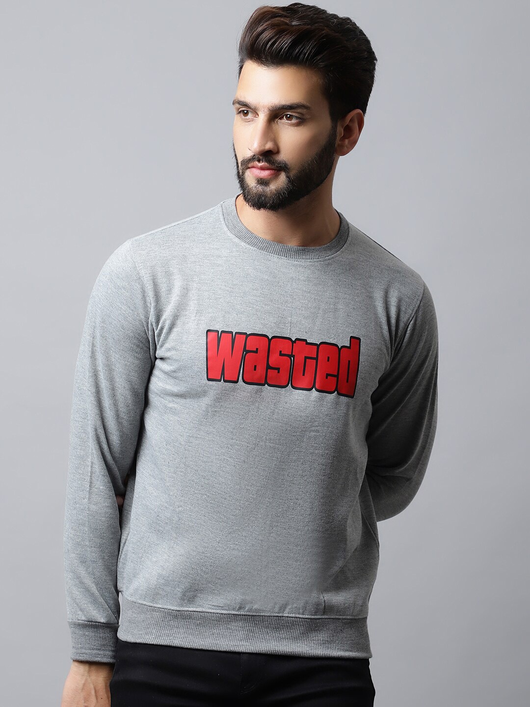 

Obaan Men Printed Sweatshirt, Grey