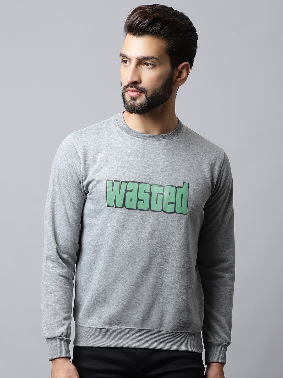 

Obaan Men Printed Sweatshirt, Grey