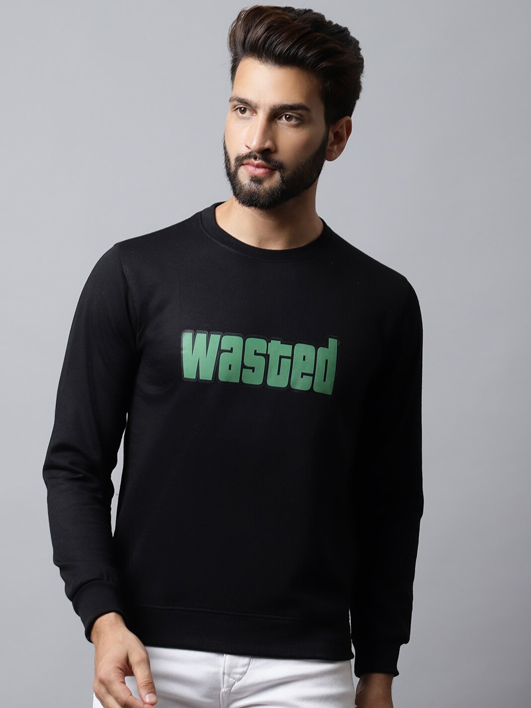 

Obaan Men Printed Sweatshirt, Black