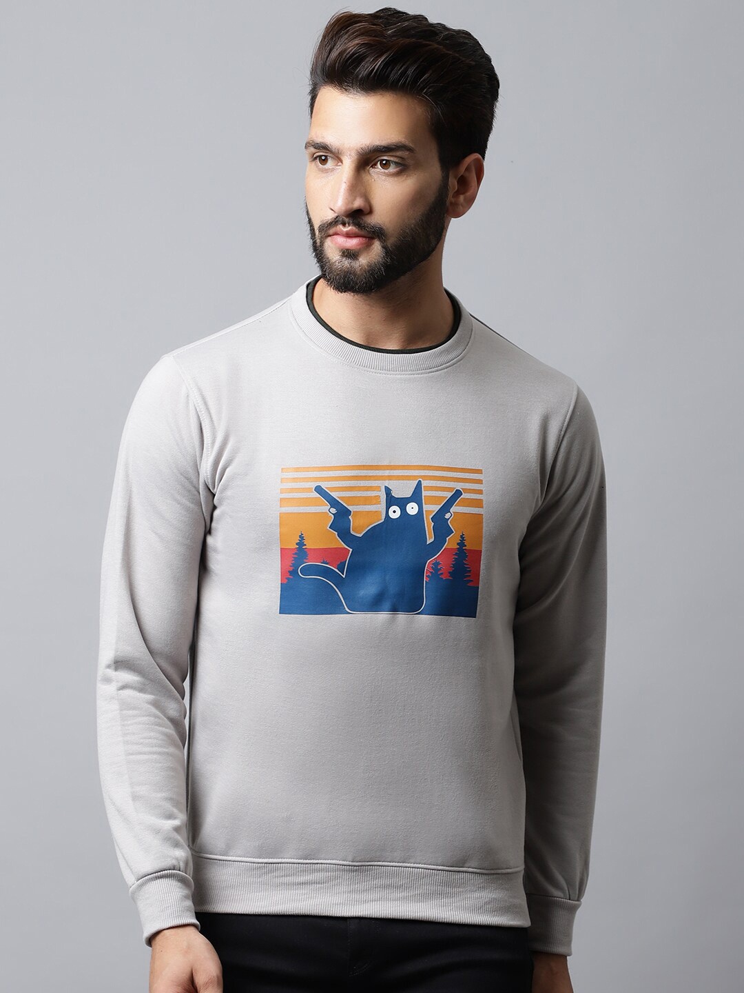 

Obaan Men Printed Sweatshirt, Grey