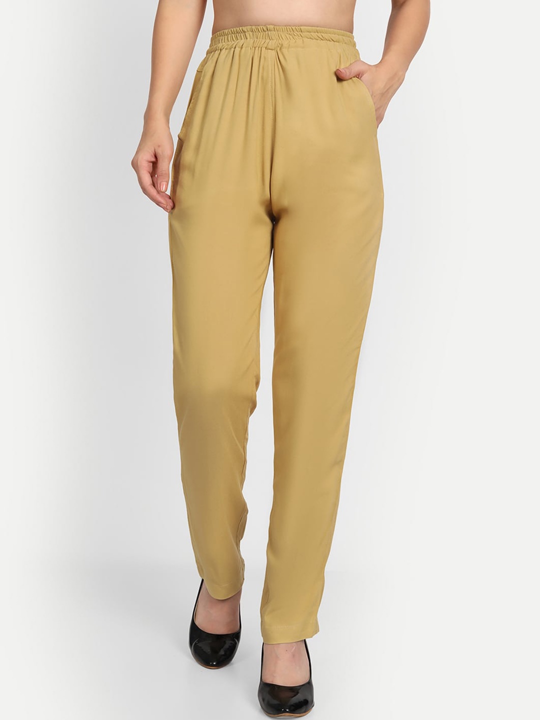 

APELLA Women Beige Comfort Slim Fit Rayon Pant Palazzo