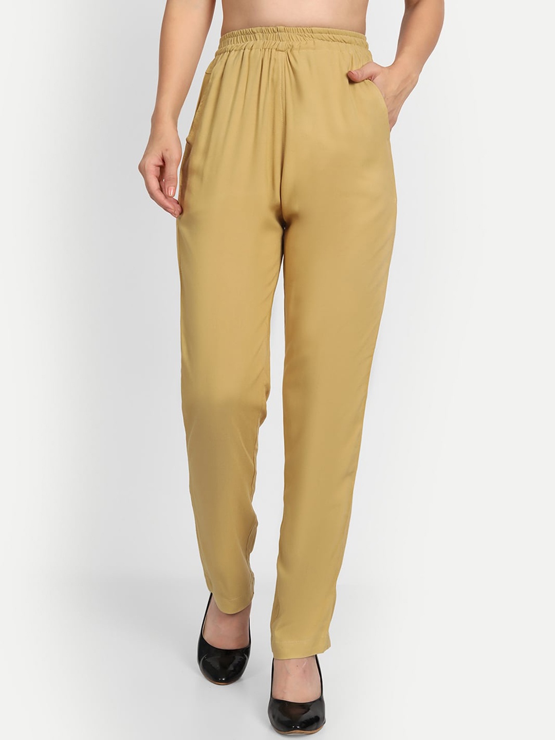 

APELLA Women Beige Comfort Slim Fit Rayon Pant Palazzo