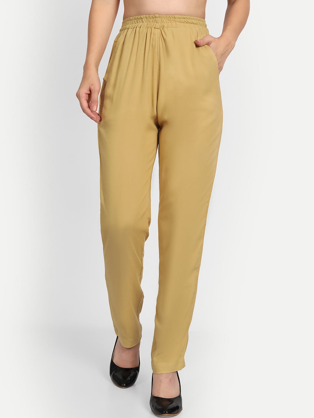 

APELLA Plus Size Women Beige Comfort Slim Fit Rayon Pant Palazzo