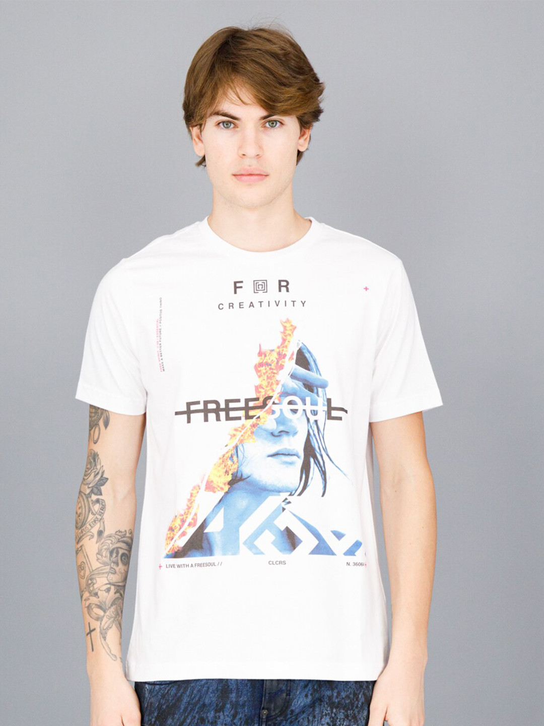 

FREESOUL Men White Printed Cotton T-shirt