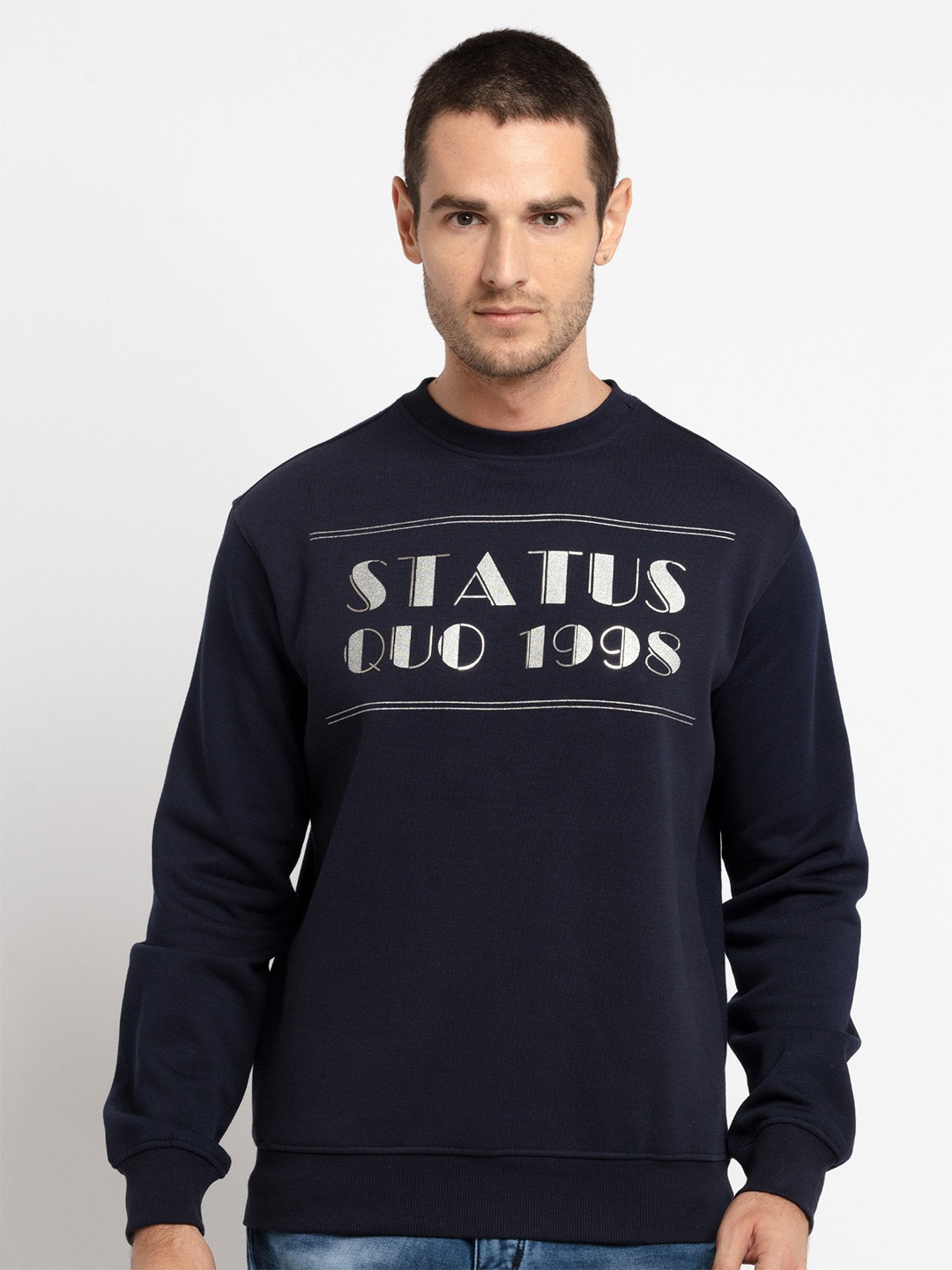 

Status Quo Men Printed Sweatshirt, Navy blue