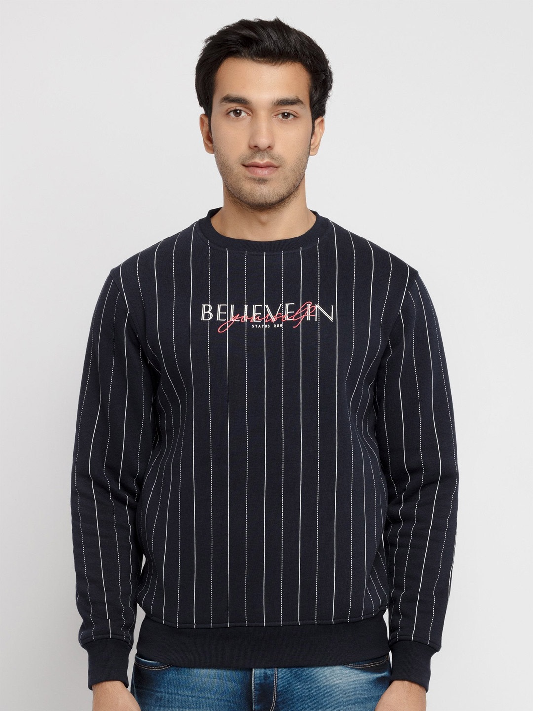 

Status Quo Men Striped Sweatshirt, Navy blue
